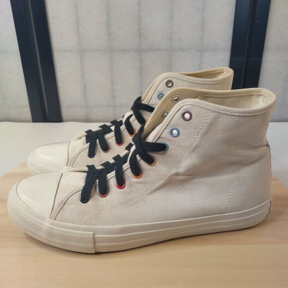 American Eagle Outfitters White w/ Multicolor Eyelets Hi-Top Sneakers Women US 9 - Picture 5 of 13